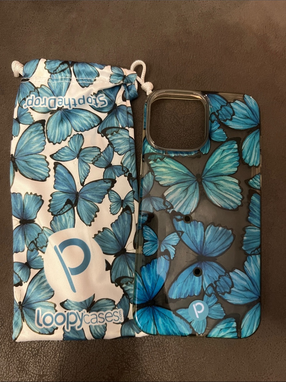 Loopy Case Blue Butterfly Phone Case with Loop Grip